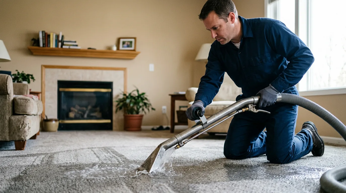 Water damage restoration technician working near Bellmawr, NJ